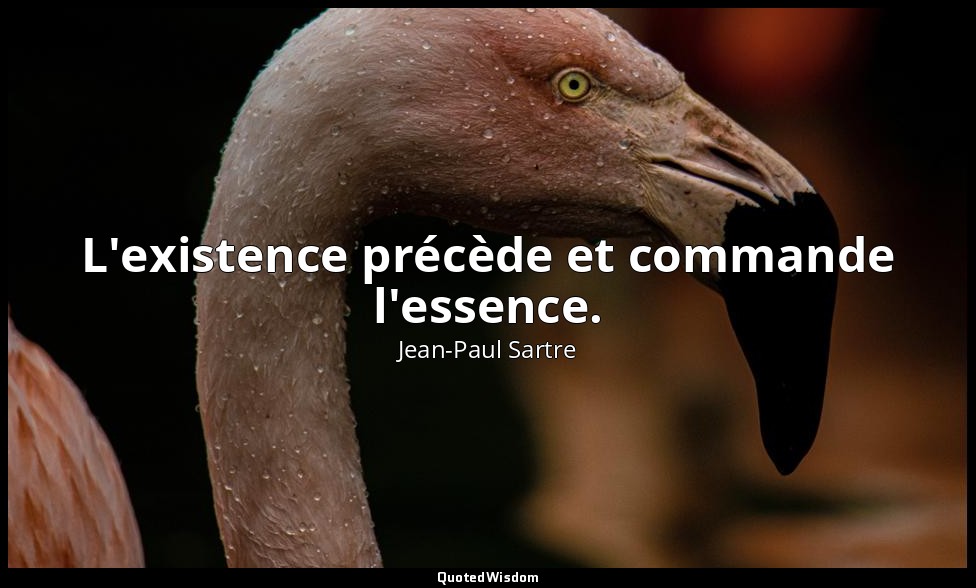 L'existence précède et commande l'essence. — Jean-Paul Sartre
