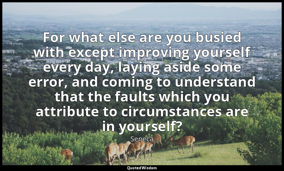 For what else are you busied with except improving yourself every day, laying as — Seneca