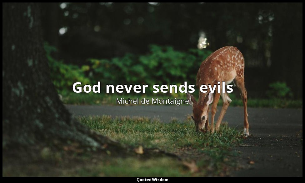 God never sends evils — Michel de Montaigne