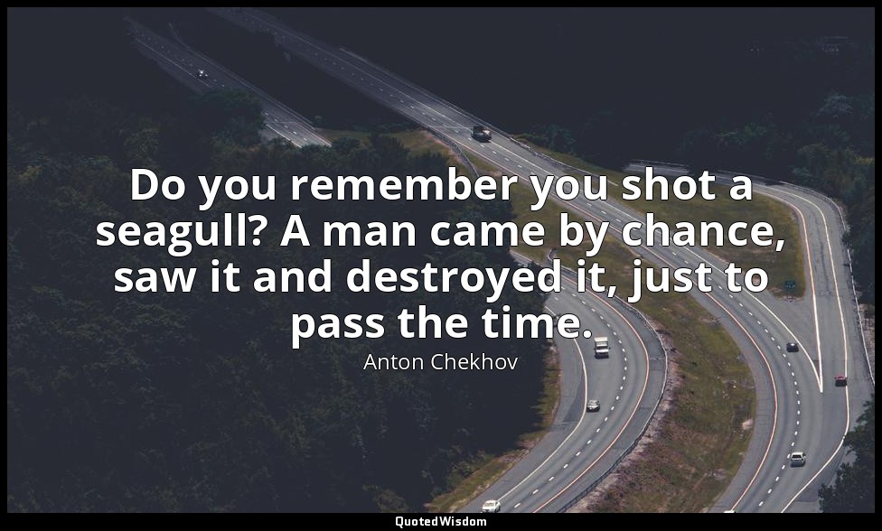 Do you remember you shot a seagull? A man came by chance, saw it and destroyed i — Anton Chekhov
