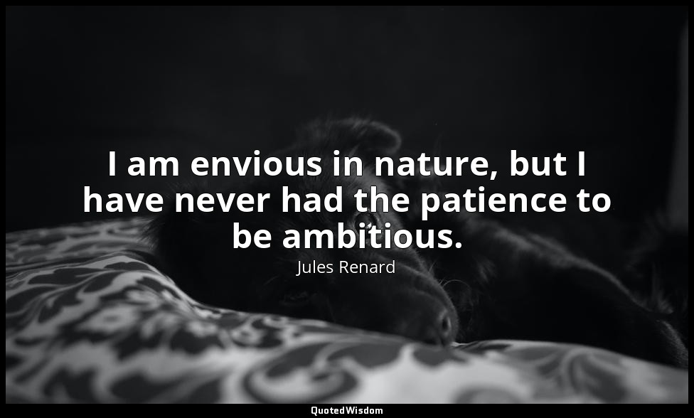 I am envious in nature, but I have never had the patience to be ambitious. — Jules Renard