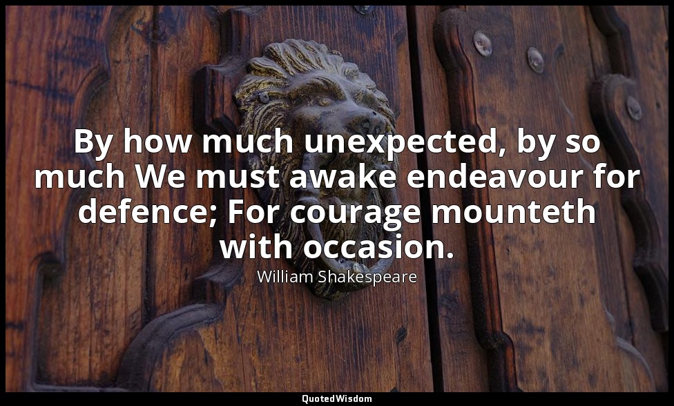 By how much unexpected, by so much We must awake endeavour for defence; For cour — William Shakespeare