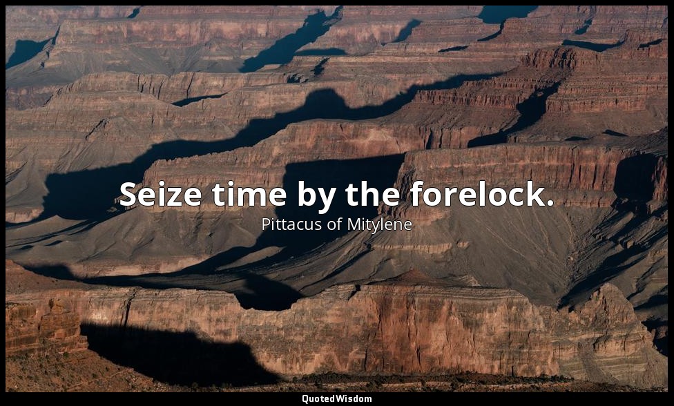 Seize time by the forelock. — Pittacus of Mitylene
