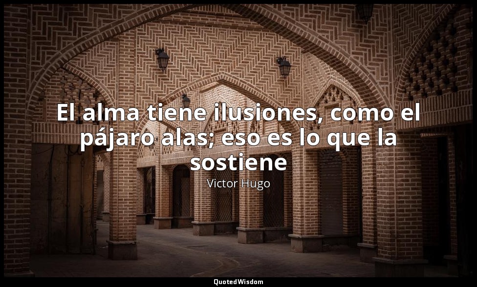 El alma tiene ilusiones, como el pájaro alas; eso es lo que la sostiene — Victor Hugo