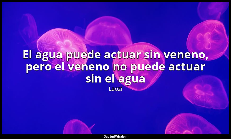 El agua puede actuar sin veneno, pero el veneno no puede actuar sin el agua — Laozi