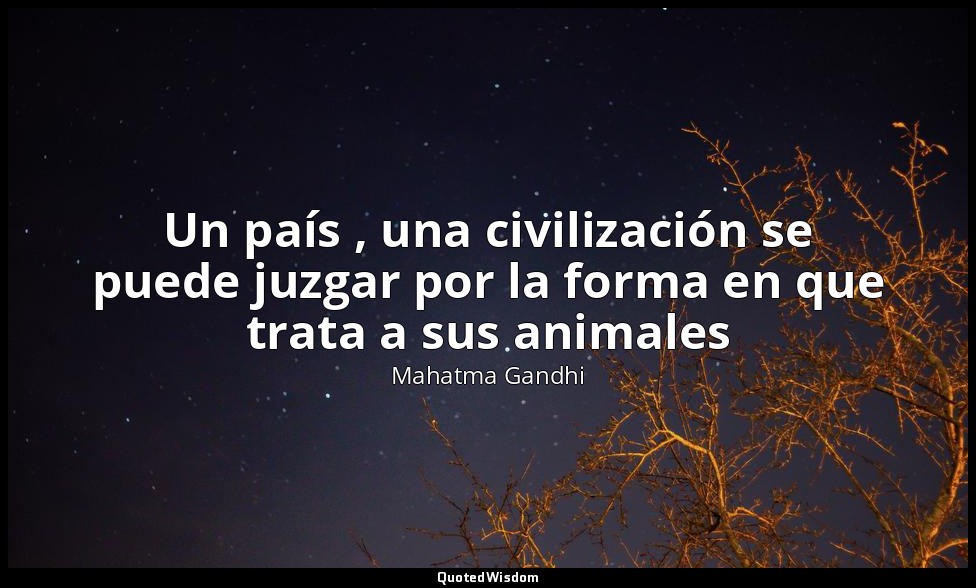 Un país , una civilización se puede juzgar por la forma en que trata a sus anima — Mahatma Gandhi