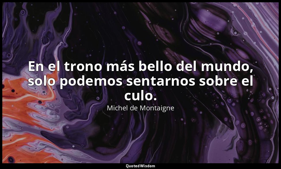 En el trono más bello del mundo, solo podemos sentarnos sobre el culo. — Michel de Montaigne
