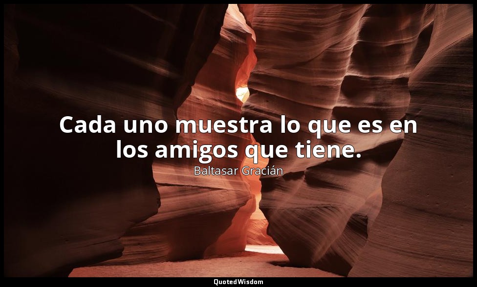 Cada uno muestra lo que es en los amigos que tiene. — Baltasar Gracián