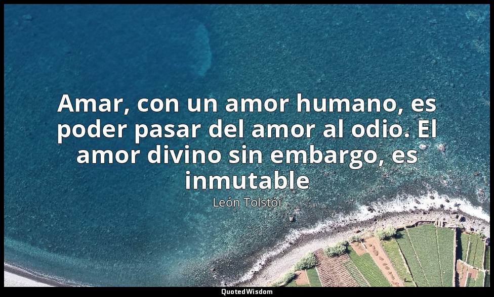Amar, con un amor humano, es poder pasar del amor al odio. El amor divino sin em — León Tolstói