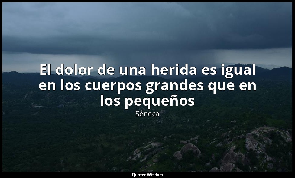 El dolor de una herida es igual en los cuerpos grandes que en los pequeños — Séneca