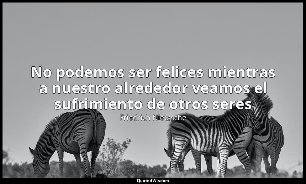 No podemos ser felices mientras a nuestro alrededor veamos el sufrimiento de otr — Friedrich Nietzsche