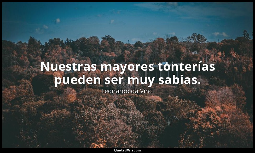 Nuestras mayores tonterías pueden ser muy sabias. — Leonardo da Vinci