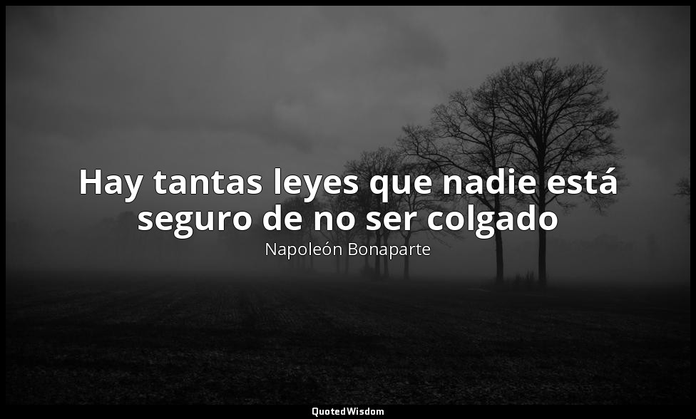 Hay tantas leyes que nadie está seguro de no ser colgado — Napoleón Bonaparte