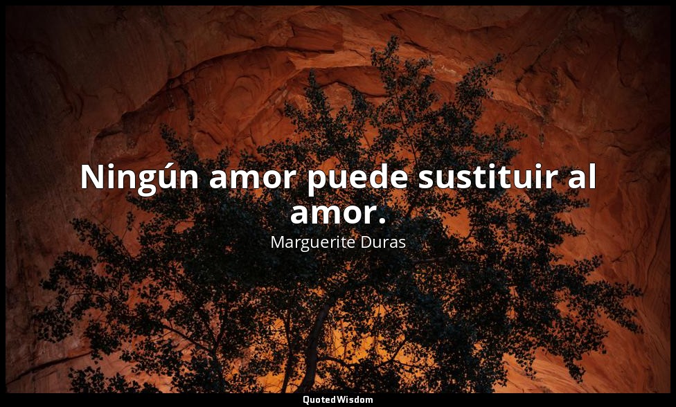 Ningún amor puede sustituir al amor. — Marguerite Duras