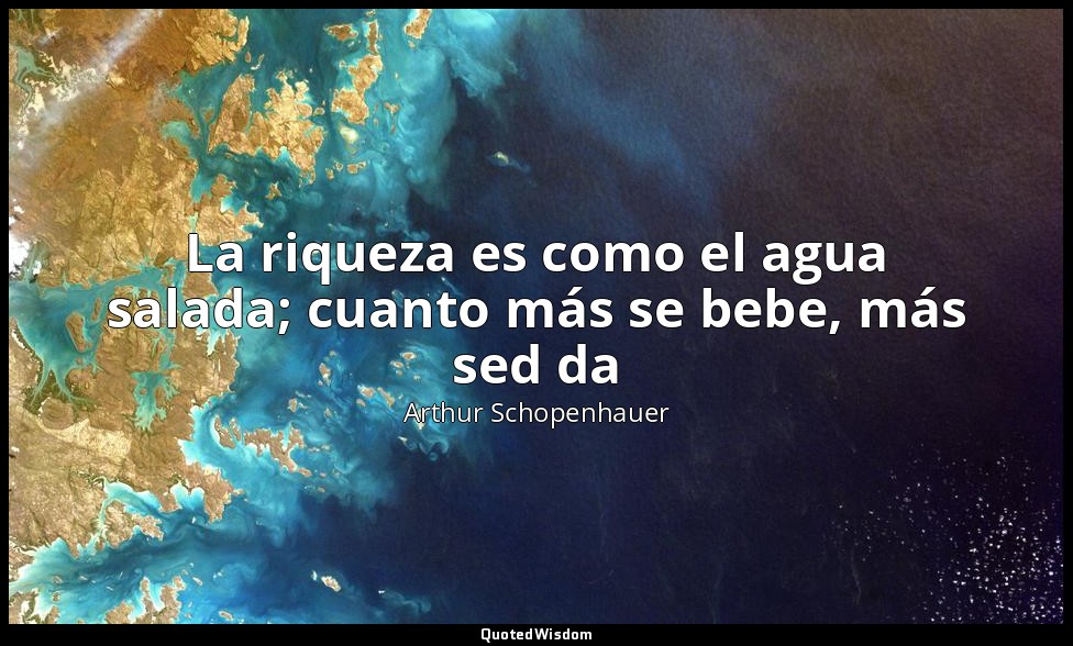 La riqueza es como el agua salada; cuanto más se bebe, más sed da — Arthur Schopenhauer