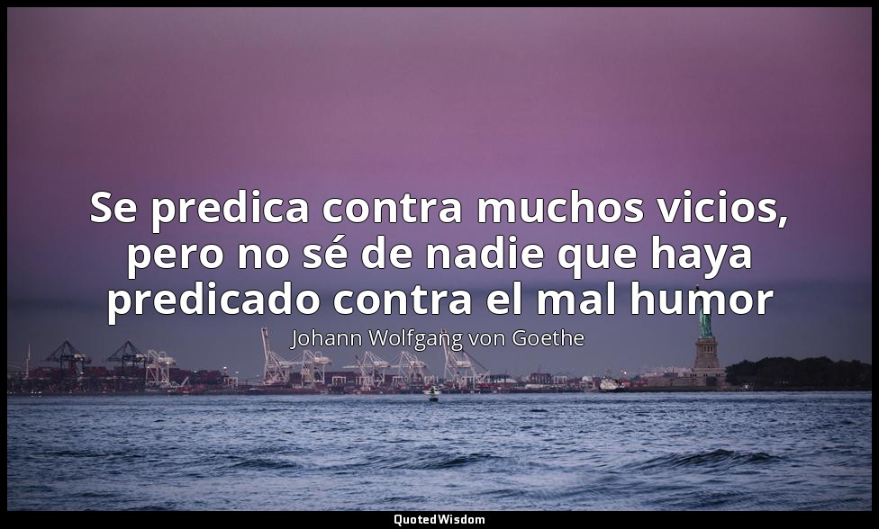Se predica contra muchos vicios, pero no sé de nadie que haya predicado contra e — Johann Wolfgang von Goethe
