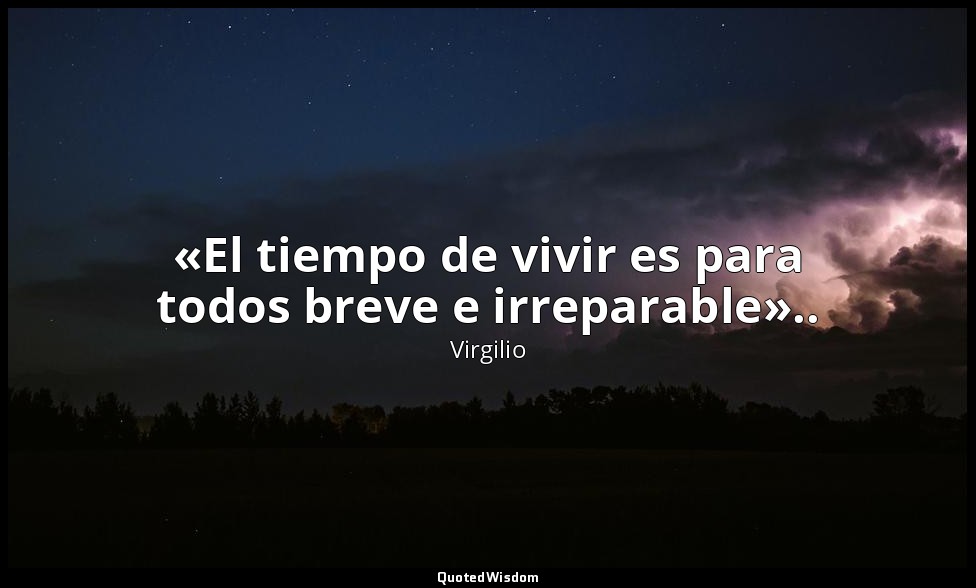 «El tiempo de vivir es para todos breve e irreparable».. — Virgilio