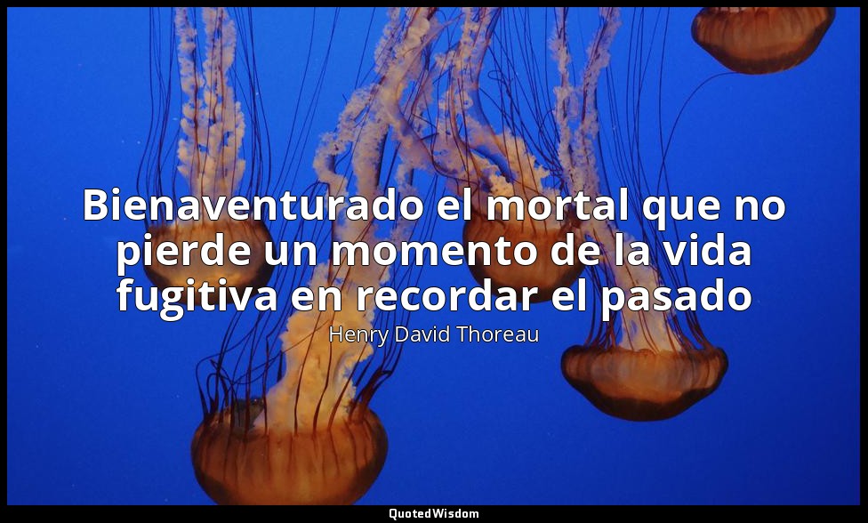 Bienaventurado el mortal que no pierde un momento de la vida fugitiva en recorda — Henry David Thoreau