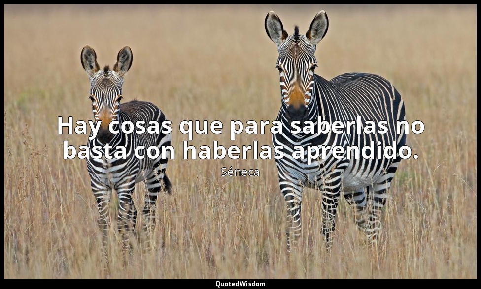 Hay cosas que para saberlas no basta con haberlas aprendido. — Séneca