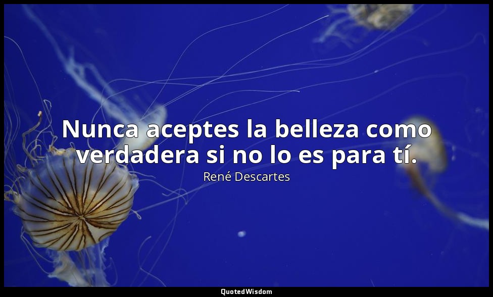 Nunca aceptes la belleza como verdadera si no lo es para tí. — René Descartes