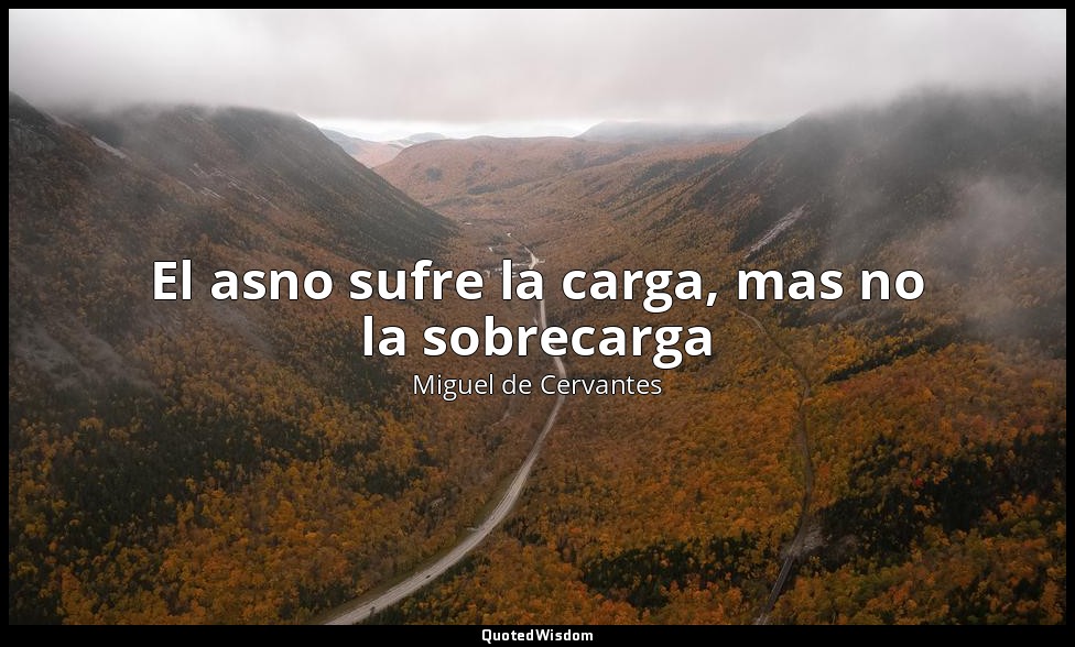 El asno sufre la carga, mas no la sobrecarga — Miguel de Cervantes