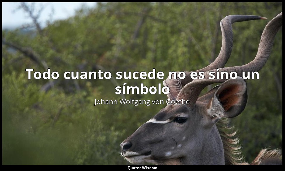 Todo cuanto sucede no es sino un símbolo — Johann Wolfgang von Goethe