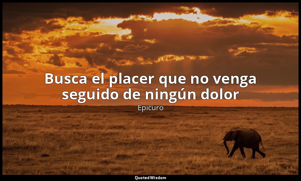 Busca el placer que no venga seguido de ningún dolor — Epicuro
