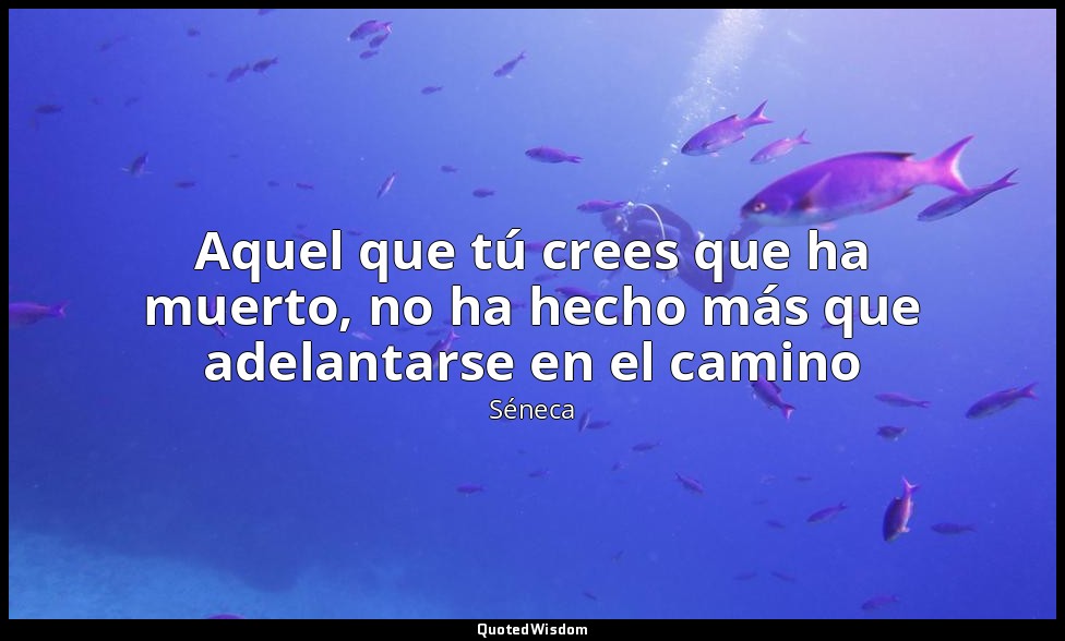 Aquel que tú crees que ha muerto, no ha hecho más que adelantarse en el camino — Séneca