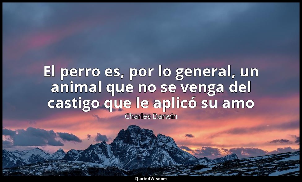 El perro es, por lo general, un animal que no se venga del castigo que le aplicó — Charles Darwin