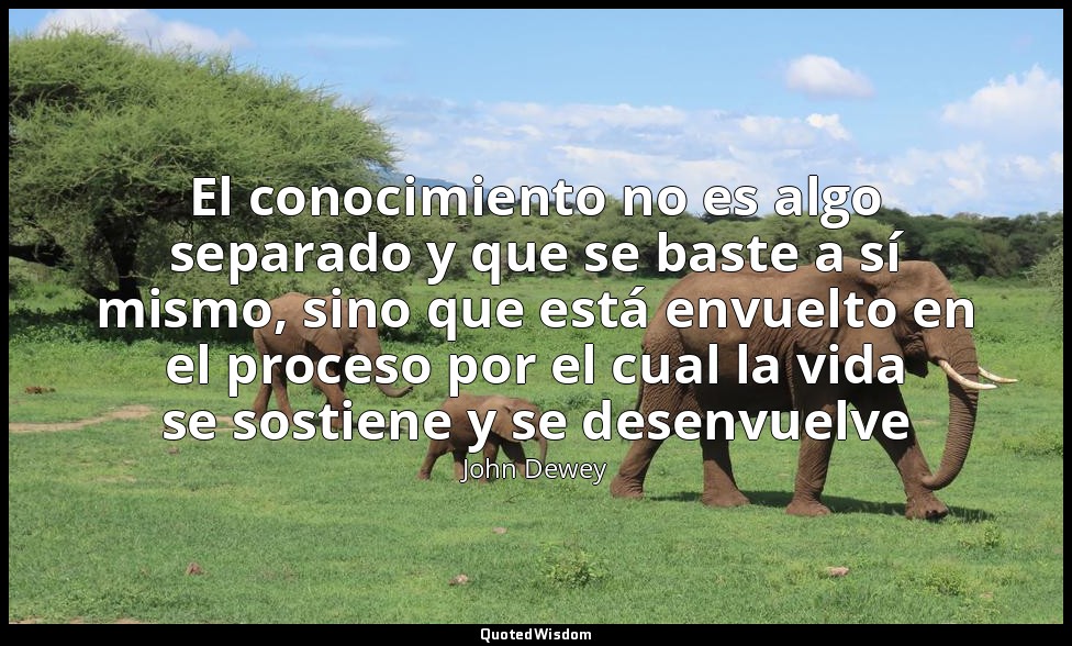 El conocimiento no es algo separado y que se baste a sí mismo, sino que está env — John Dewey