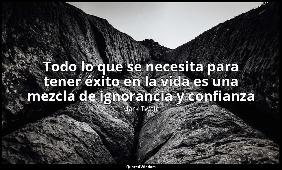 Todo lo que se necesita para tener éxito en la vida es una mezcla de ignorancia  — Mark Twain