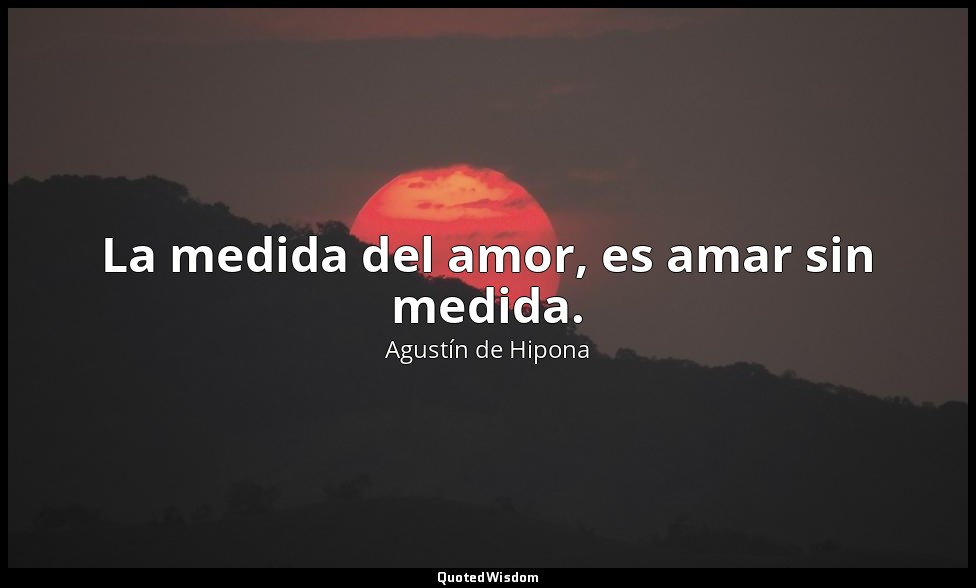 La medida del amor, es amar sin medida. — Agustín de Hipona