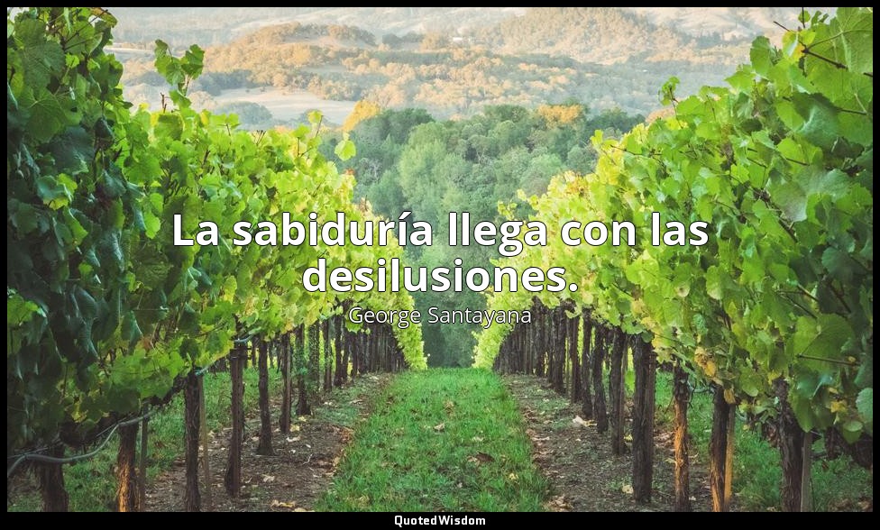 La sabiduría llega con las desilusiones. — George Santayana