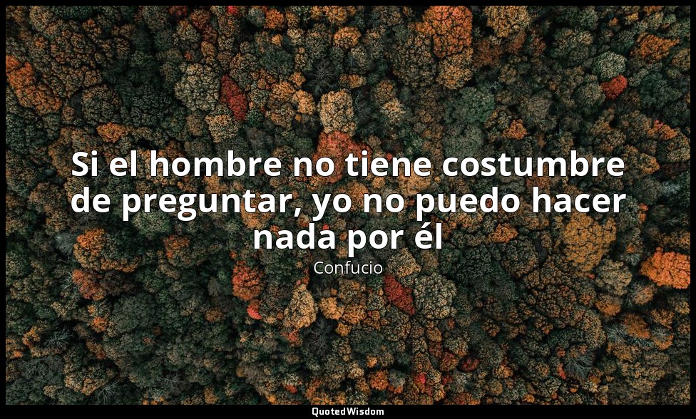 Si el hombre no tiene costumbre de preguntar, yo no puedo hacer nada por él — Confucio