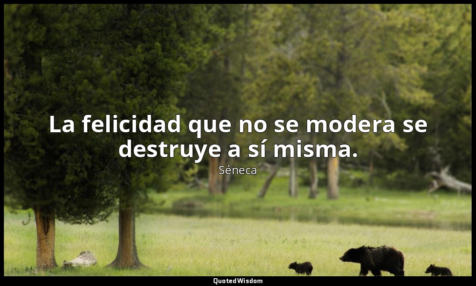 La felicidad que no se modera se destruye a sí misma. — Séneca