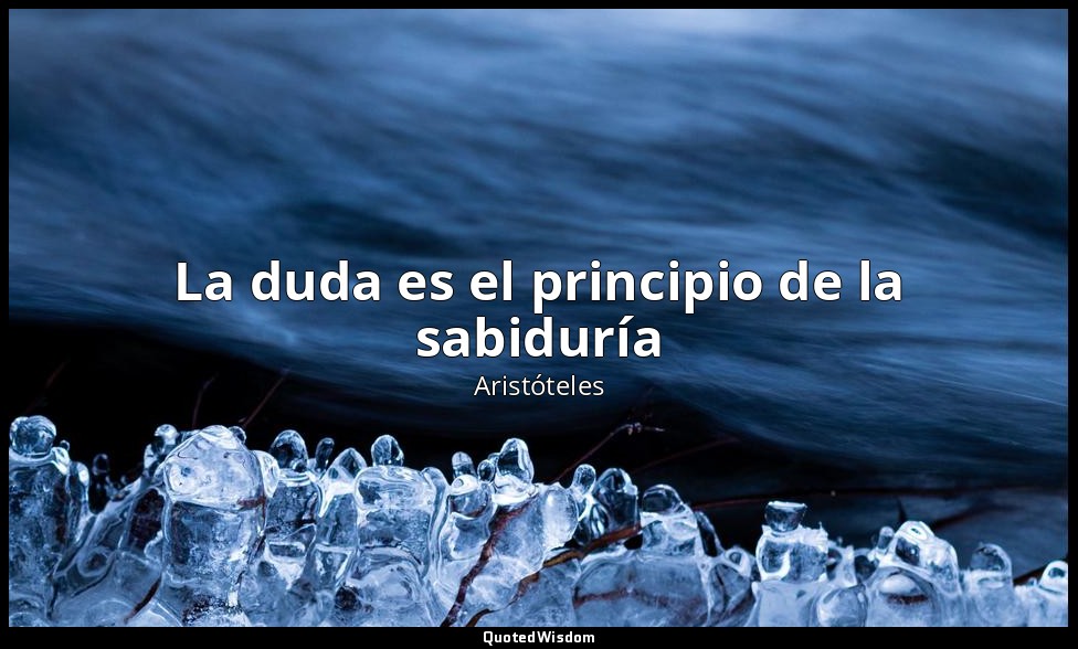 La duda es el principio de la sabiduría — Aristóteles