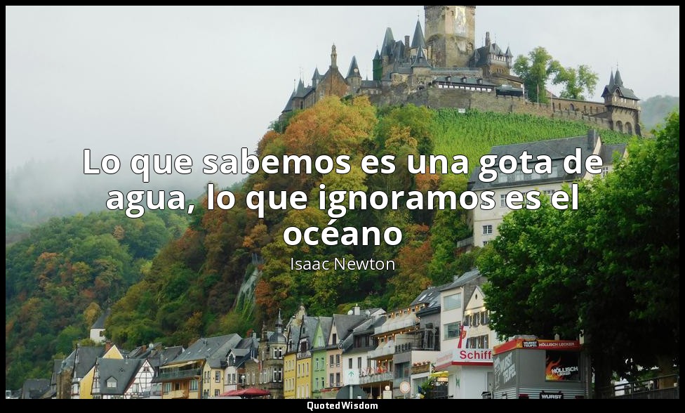 Lo que sabemos es una gota de agua, lo que ignoramos es el océano — Isaac Newton