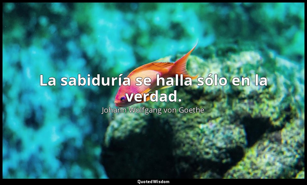 La sabiduría se halla sólo en la verdad. — Johann Wolfgang von Goethe