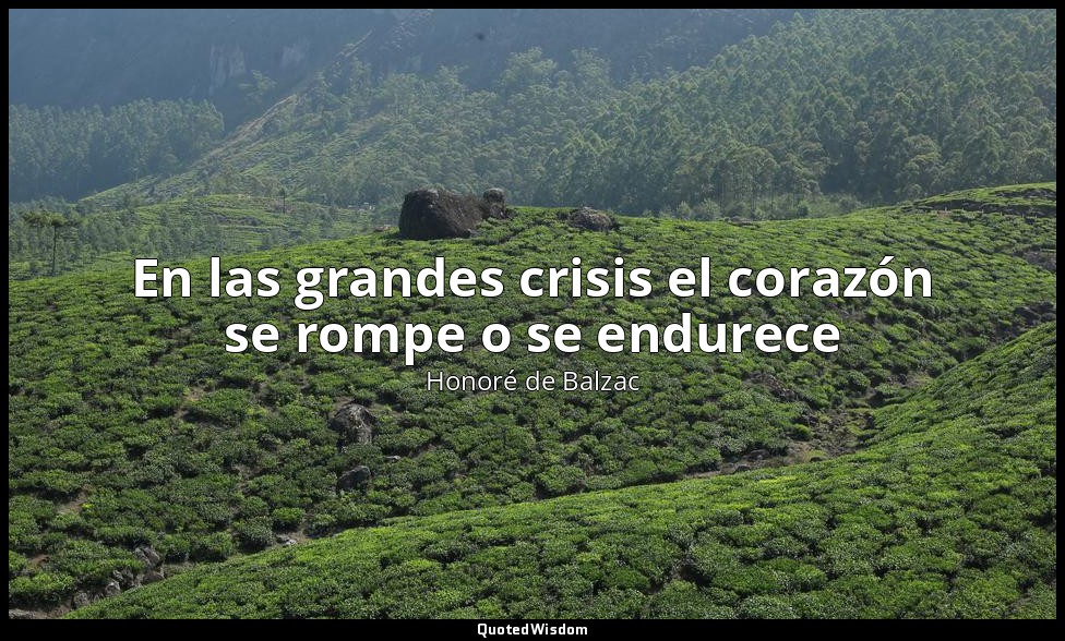 En las grandes crisis el corazón se rompe o se endurece — Honoré de Balzac