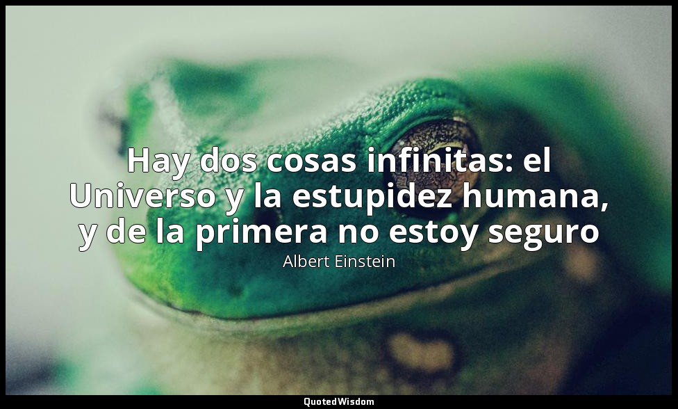 Hay dos cosas infinitas: el Universo y la estupidez humana, y de la primera no e — Albert Einstein