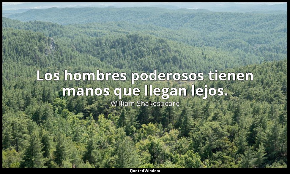 Los hombres poderosos tienen manos que llegan lejos. — William Shakespeare