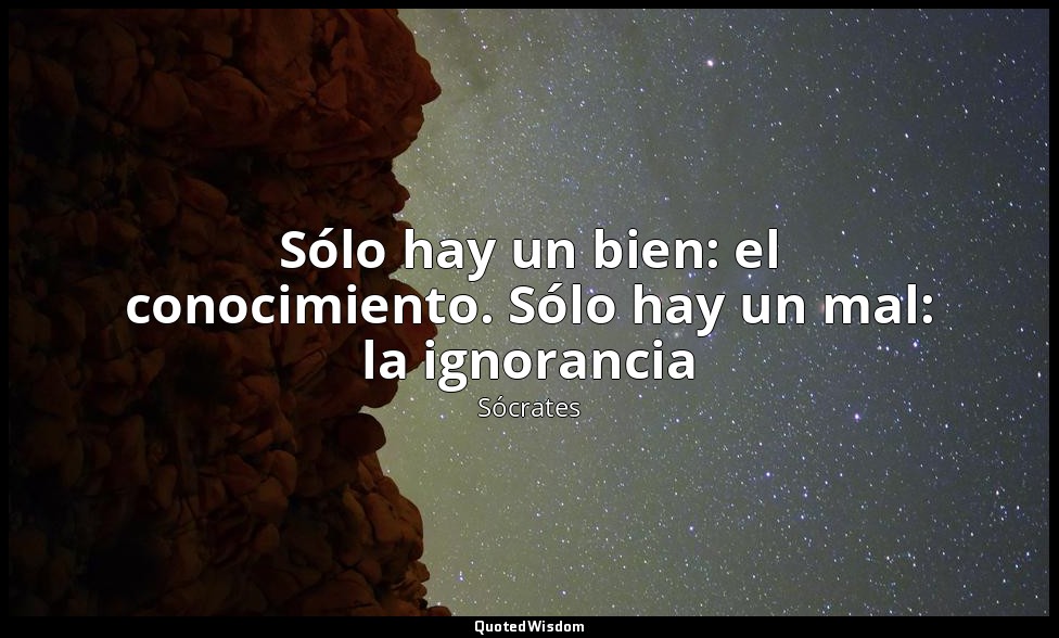 Sólo hay un bien: el conocimiento. Sólo hay un mal: la ignorancia — Sócrates