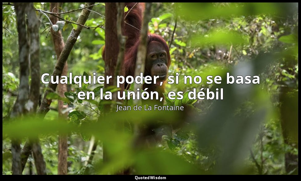 Cualquier poder, si no se basa en la unión, es débil — Jean de La Fontaine