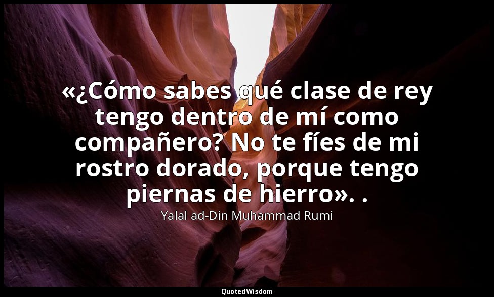 «¿Cómo sabes qué clase de rey tengo dentro de mí como compañero? No te fíes de m — Yalal ad-Din Muhammad Rumi