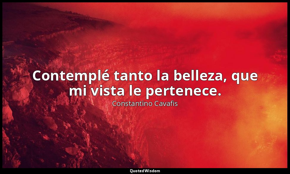 Contemplé tanto la belleza, que mi vista le pertenece. — Constantino Cavafis
