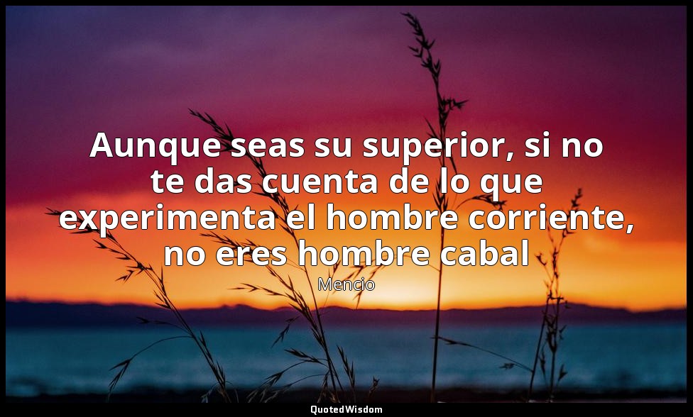 Aunque seas su superior, si no te das cuenta de lo que experimenta el hombre cor — Mencio