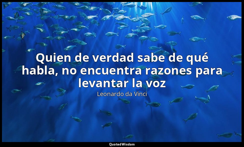 Quien de verdad sabe de qué habla, no encuentra razones para levantar la voz — Leonardo da Vinci