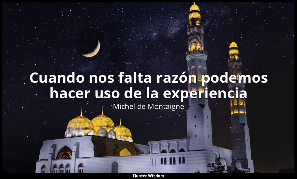 Cuando nos falta razón podemos hacer uso de la experiencia — Michel de Montaigne