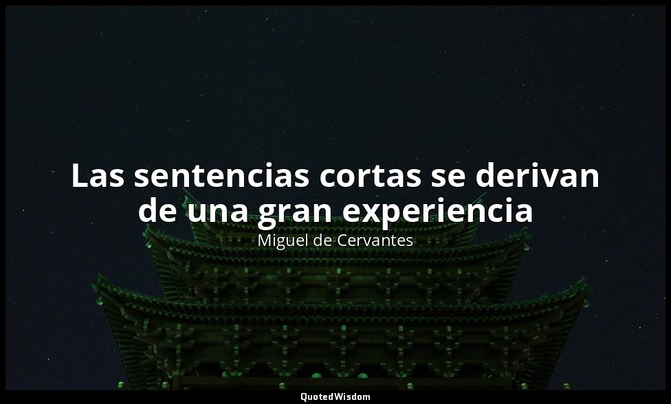 Las sentencias cortas se derivan de una gran experiencia — Miguel de Cervantes