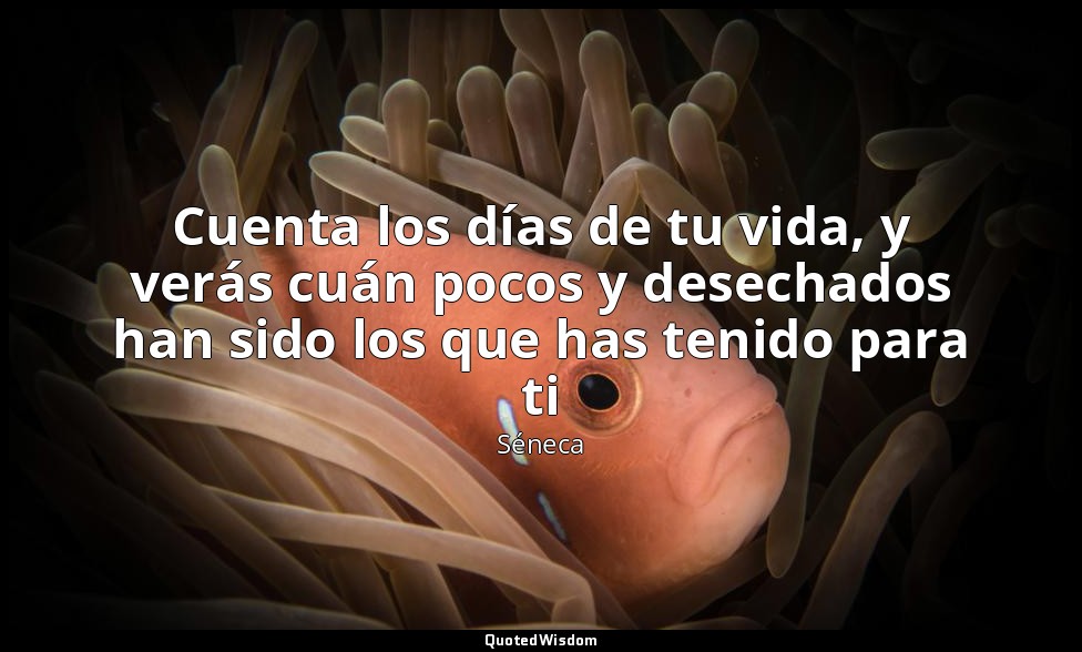 Cuenta los días de tu vida, y verás cuán pocos y desechados han sido los que has — Séneca